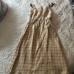 Zara Kids 100% Cotton Plaid Yellow Sleeveless Dress Size 11-12 years